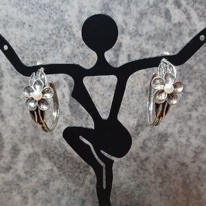 Elegant Floral Silver and Gold Earrings